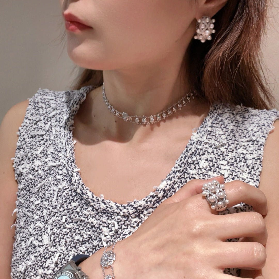 Swarovski Pearl Vintage Quilted Hoop Earrings - floysun