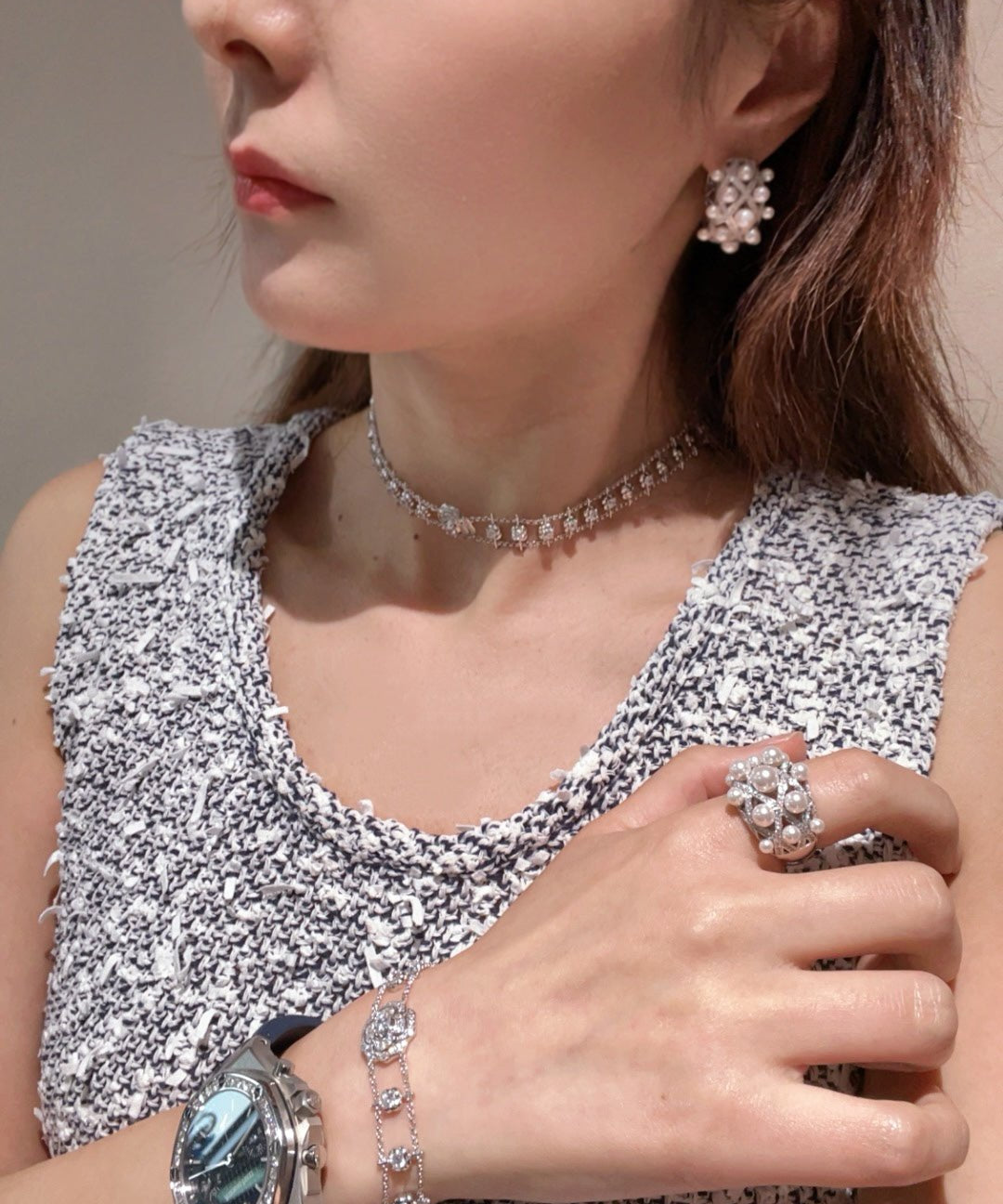 Swarovski Pearl Vintage Quilted Hoop Earrings - floysun