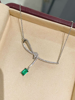 Sweet & Chic Emerald T - Cut Bow Necklace - floysun