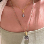 T - Bar Lab - Grown Diamond Necklace in Black & Gold - Teardrop Pendant - floysun