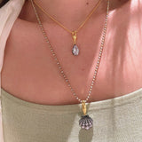 T - Bar Lab - Grown Diamond Necklace in Black & Gold - Teardrop Pendant - floysun