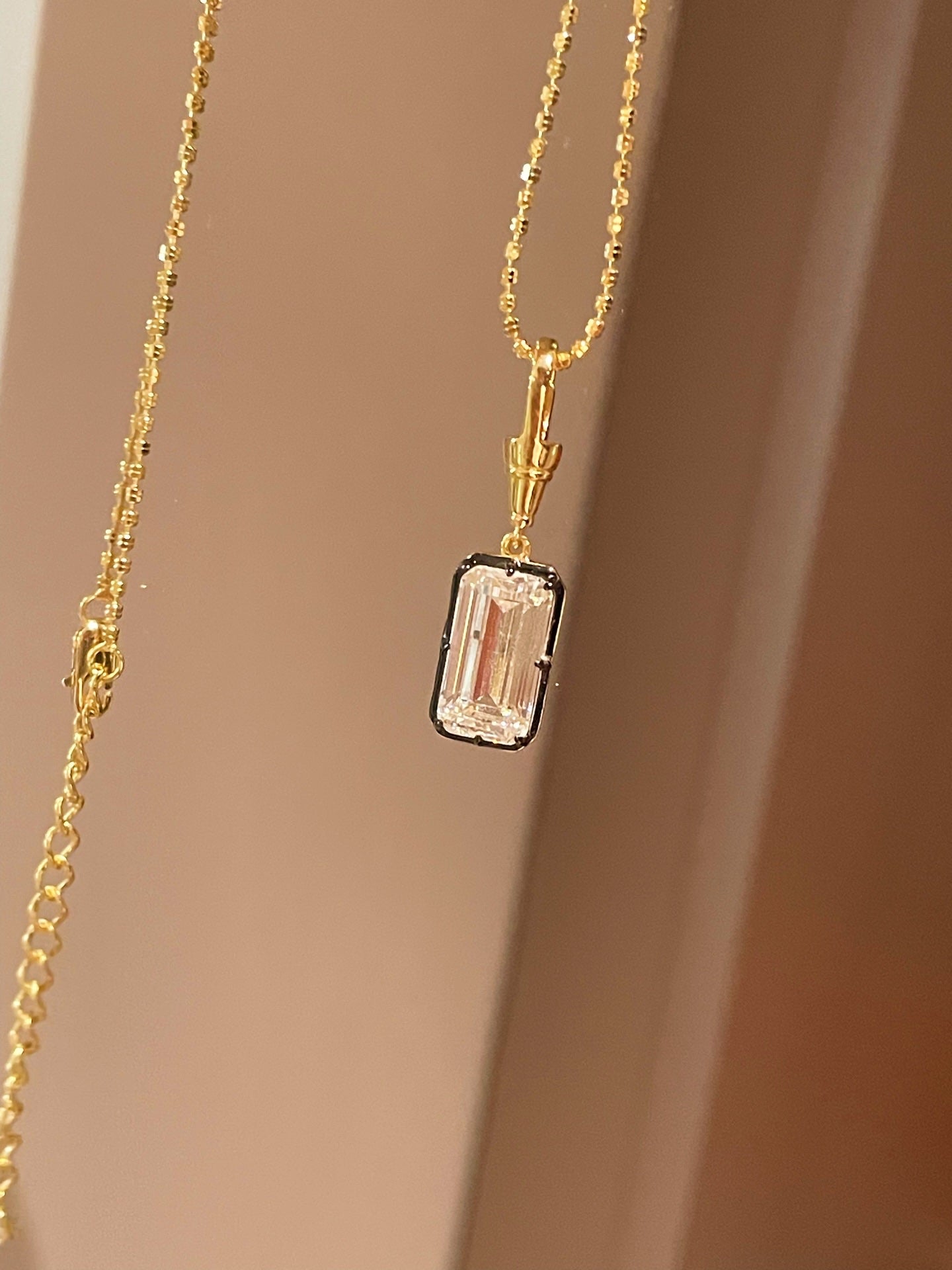 T - Bar Lab - Grown Diamond Necklace in Black & Gold - floysun