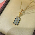 T - Bar Lab - Grown Diamond Necklace in Black & Gold - floysun