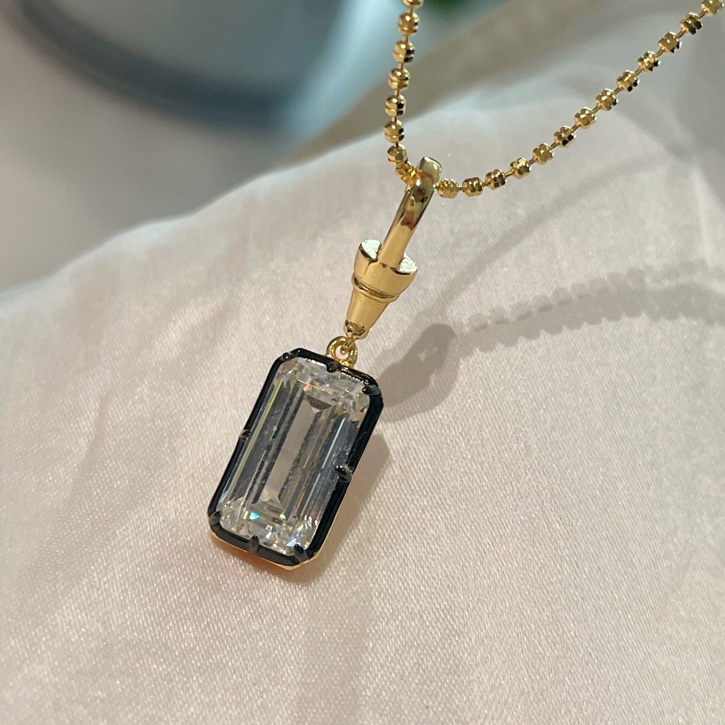 T - Bar Lab - Grown Diamond Necklace in Black & Gold - floysun