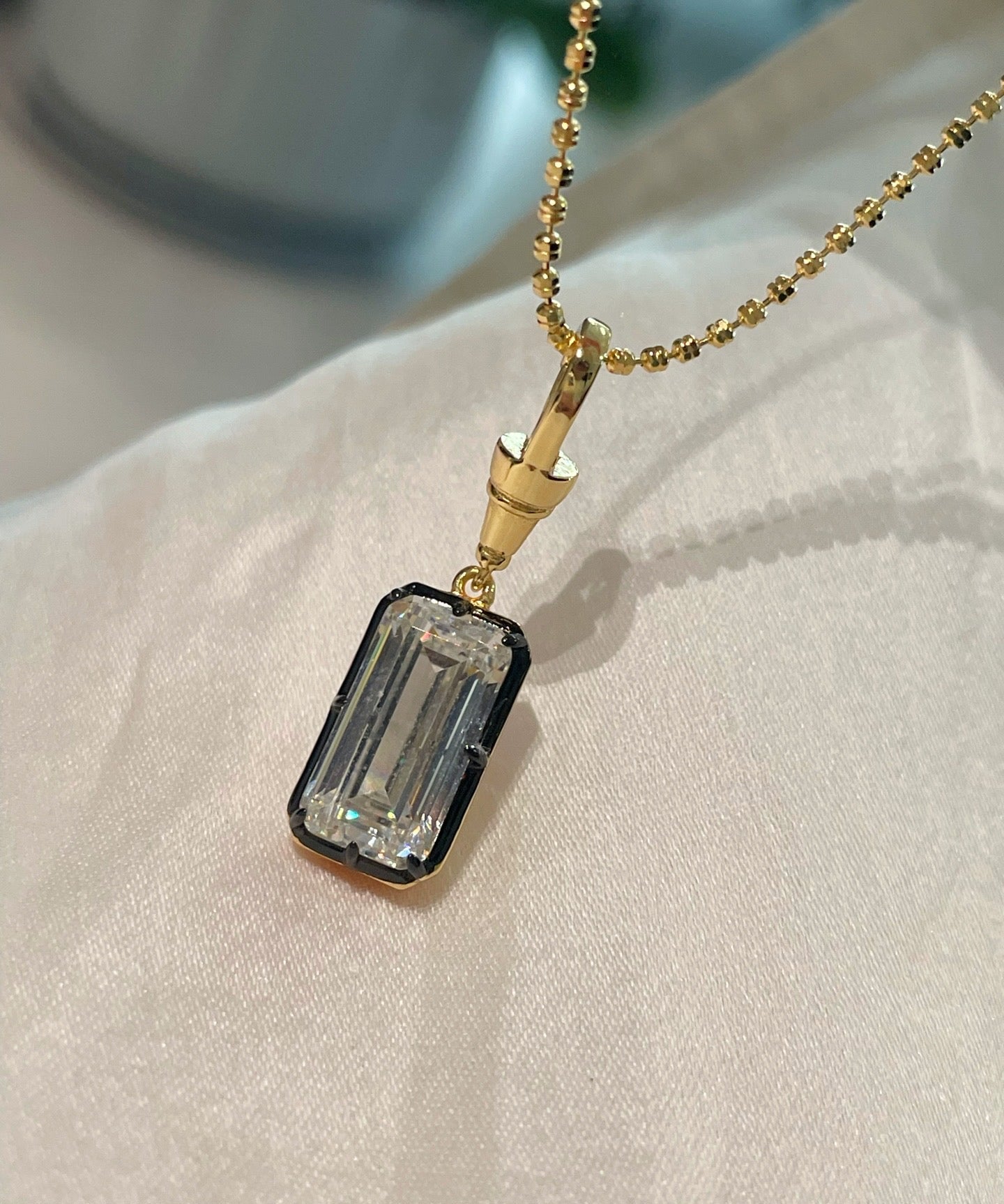 T - Bar Lab - Grown Diamond Necklace in Black & Gold - floysun