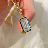 T - Bar Lab - Grown Diamond Necklace in Black & Gold - floysun