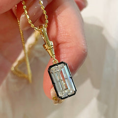 T - Bar Lab - Grown Diamond Necklace in Black & Gold - floysun