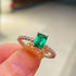 T - Cut Emerald Sugar Cube Solitaire Ring - floysun
