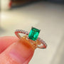 T - Cut Emerald Sugar Cube Solitaire Ring - floysun