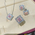 T - Shape Irregular Ice Crystal & Pink Diamond Pendant Necklace - floysun