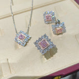 T - Shape Irregular Ice Crystal & Pink Diamond Pendant Necklace - floysun