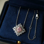 T - Shape Irregular Ice Crystal & Pink Diamond Pendant Necklace - floysun