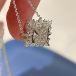 T - Shape Irregular Ice Crystal & Pink Diamond Pendant Necklace - floysun