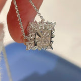 T - Shape Irregular Ice Crystal & Pink Diamond Pendant Necklace - floysun