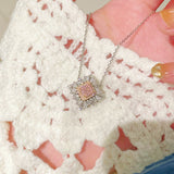 T - Shape Irregular Ice Crystal & Pink Diamond Pendant Necklace - floysun