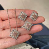 T - Shape Irregular Ice Crystal & Pink Diamond Pendant Necklace - floysun
