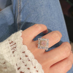 T - Shape Irregular Ice Crystal & Pink Diamond Ring - floysun