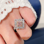 T - Shape Irregular Ice Crystal & Pink Diamond Ring - floysun