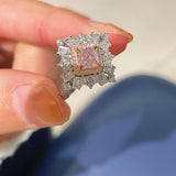 T - Shape Irregular Ice Crystal & Pink Diamond Ring - floysun
