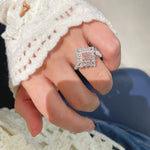 T - Shape Irregular Ice Crystal & Pink Diamond Ring - floysun