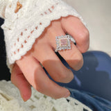T - Shape Irregular Ice Crystal & Pink Diamond Ring - floysun