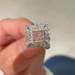 T - Shape Irregular Ice Crystal & Pink Diamond Ring - floysun