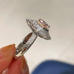 T - Shape Irregular Ice Crystal & Pink Diamond Ring - floysun