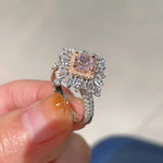 T - Shape Irregular Ice Crystal & Pink Diamond Ring - floysun