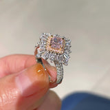 T - Shape Irregular Ice Crystal & Pink Diamond Ring - floysun