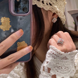 T - Shape Irregular Ice Crystal & Pink Diamond Stud Earrings - floysun