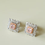 T - Shape Irregular Ice Crystal & Pink Diamond Stud Earrings - floysun
