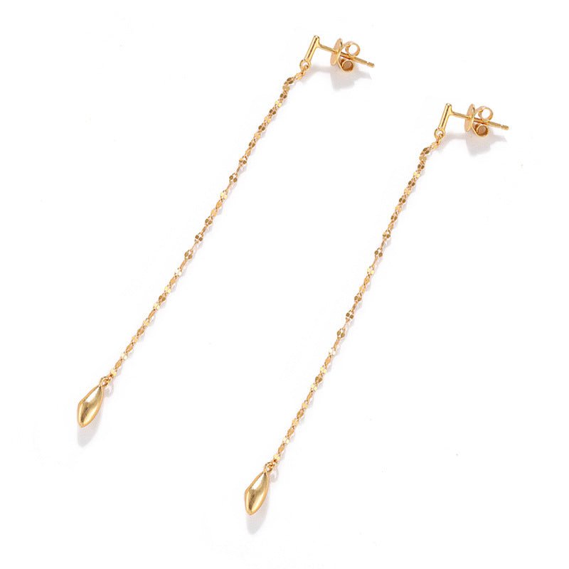 Teardrop Tassel Long Chain Drop Earrings - floysun