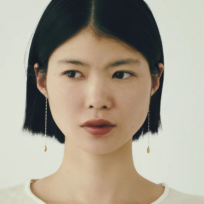 Teardrop Tassel Long Chain Drop Earrings - floysun