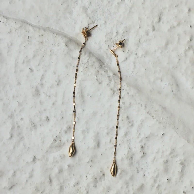 Teardrop Tassel Long Chain Drop Earrings - floysun