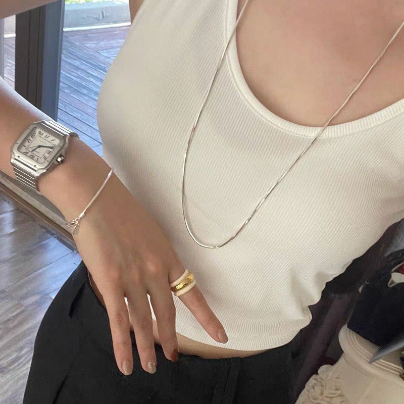 Textured Flat Snake Chain Bracelet - floysun