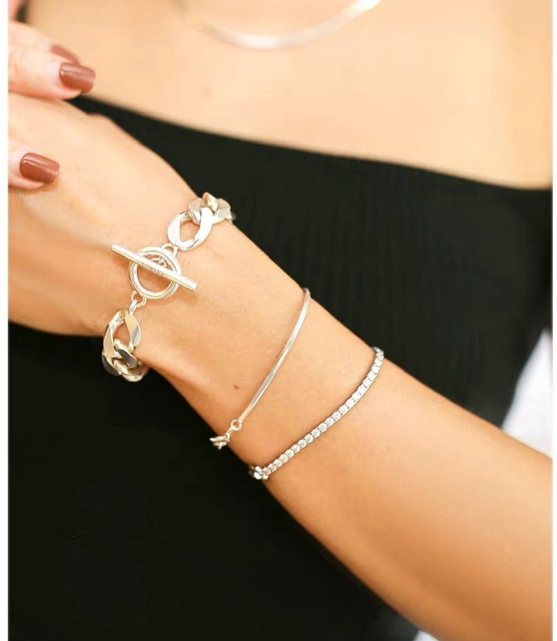 Textured Flat Snake Chain Bracelet - floysun