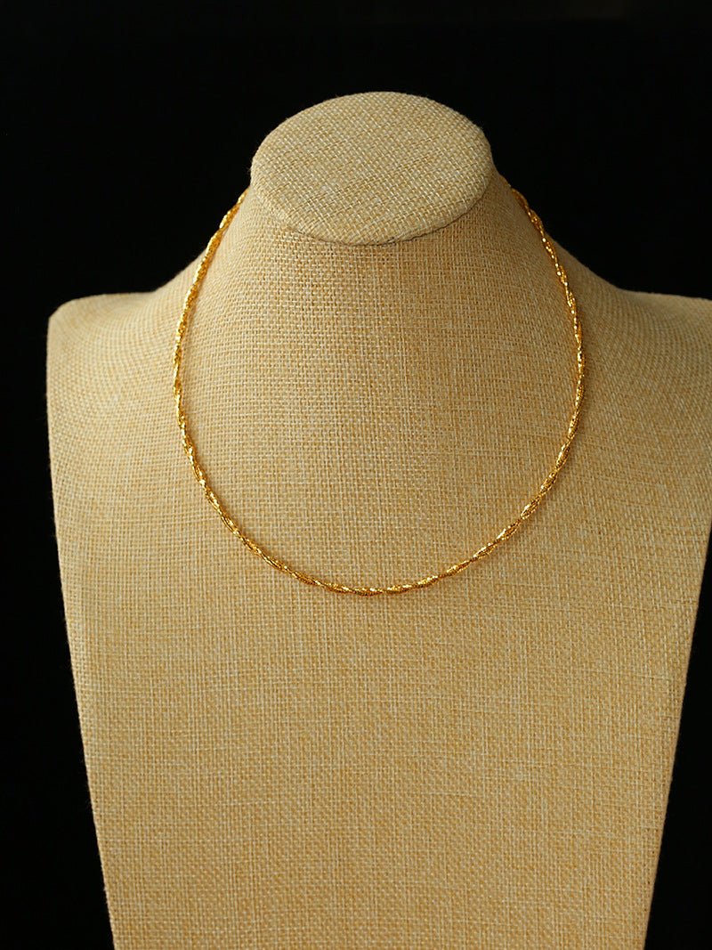 Textured Gold Chain Necklaces & Pearl Charms - floysun