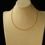 Textured Gold Chain Necklaces & Pearl Charms - floysun