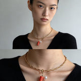 Textured Gold Chain Necklaces & Pearl Charms - floysun