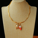 Textured Gold Chain Necklaces & Pearl Charms - floysun