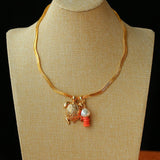 Textured Gold Chain Necklaces & Pearl Charms - floysun