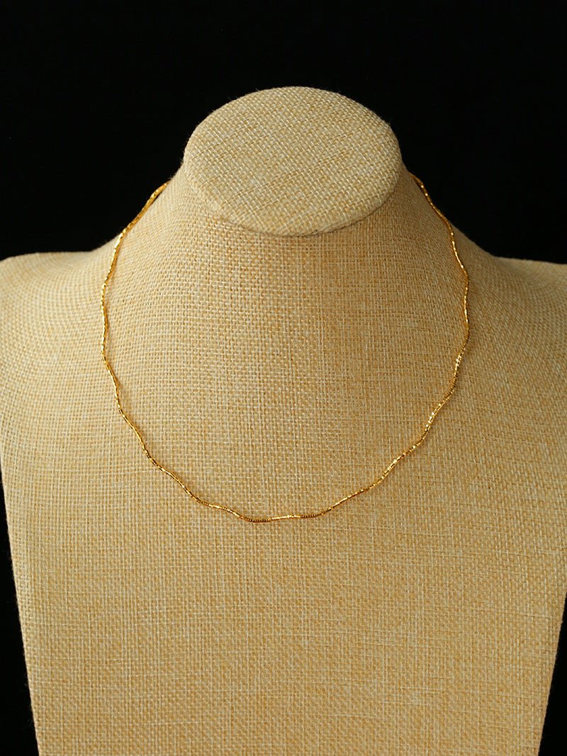 Textured Gold Chain Necklaces & Pearl Charms - floysun