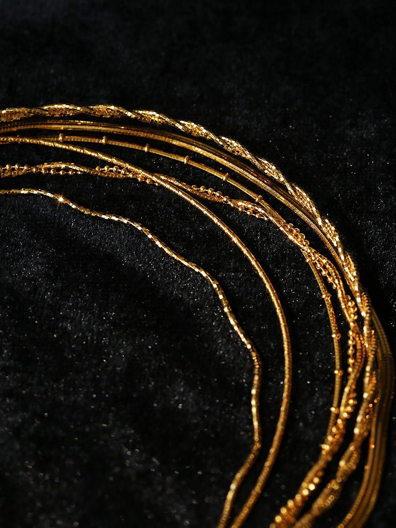 Textured Gold Chain Necklaces & Pearl Charms - floysun