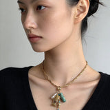 Textured Gold Chain Necklaces & Pearl Charms - floysun