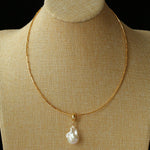 Textured Gold Chain Necklaces & Pearl Charms - floysun