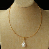 Textured Gold Chain Necklaces & Pearl Charms - floysun