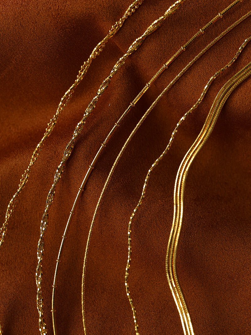Textured Gold Chain Necklaces & Pearl Charms - floysun