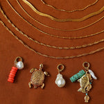 Textured Gold Chain Necklaces & Pearl Charms - floysun