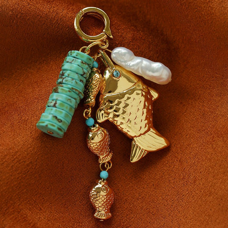 Textured Gold Chain Necklaces & Pearl Charms - floysun