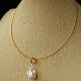 Textured Gold Chain Necklaces & Pearl Charms - floysun